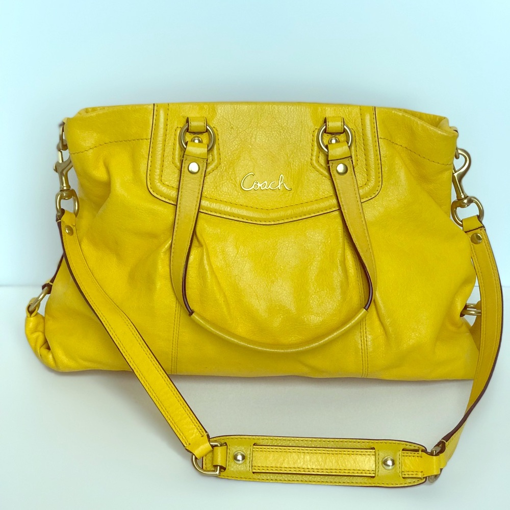 Yellow Leather Coach Purse